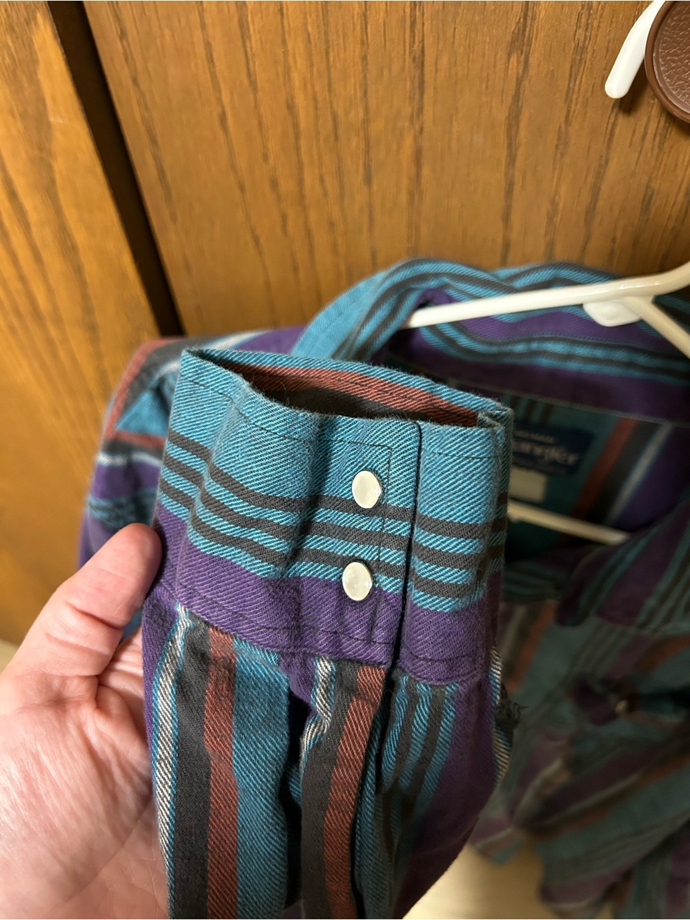 Vintage Wrangler Big Man Striped Pearl Snap - Picture 3 of 5